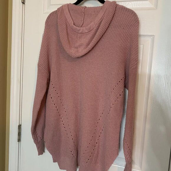 American Eagle Blush Pink Oversized Knit Hooded Sweater, Small - Picture 5 of 5